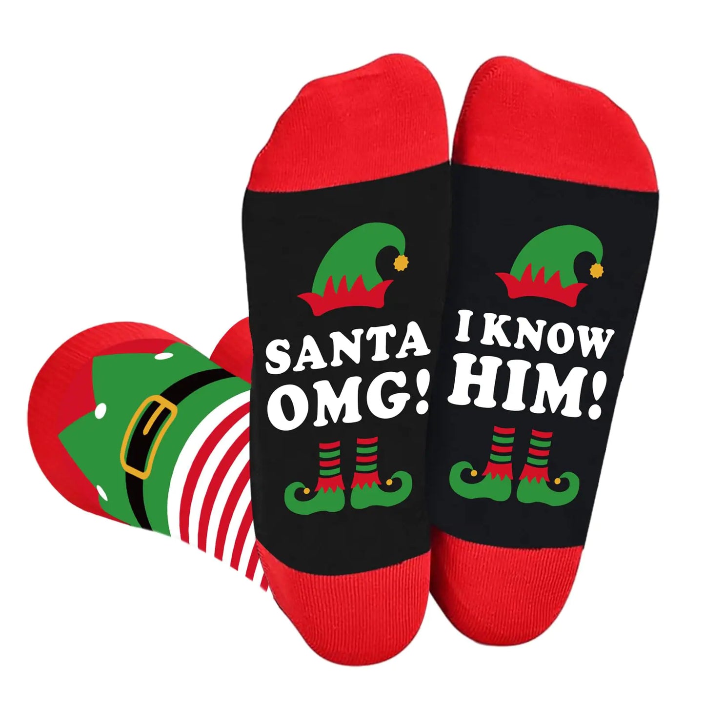 Elf-Themed Holiday Knit Socks for All