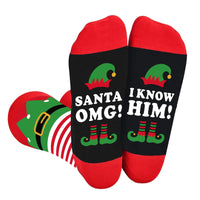 Elf-Themed Holiday Knit Socks for All