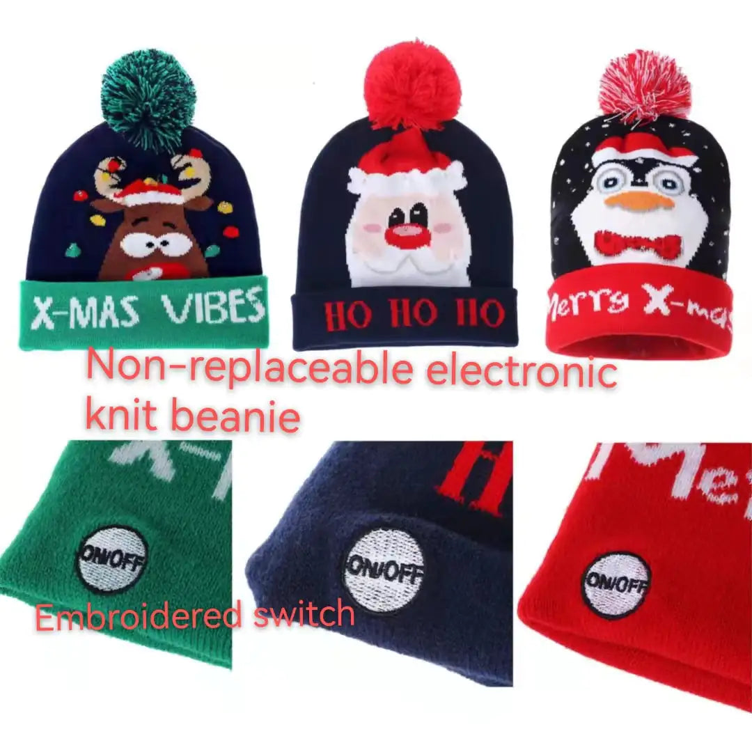 Festive LED Beanie Light-Up Christmas Hat 