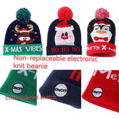 Festive LED Beanie Light-Up Christmas Hat 