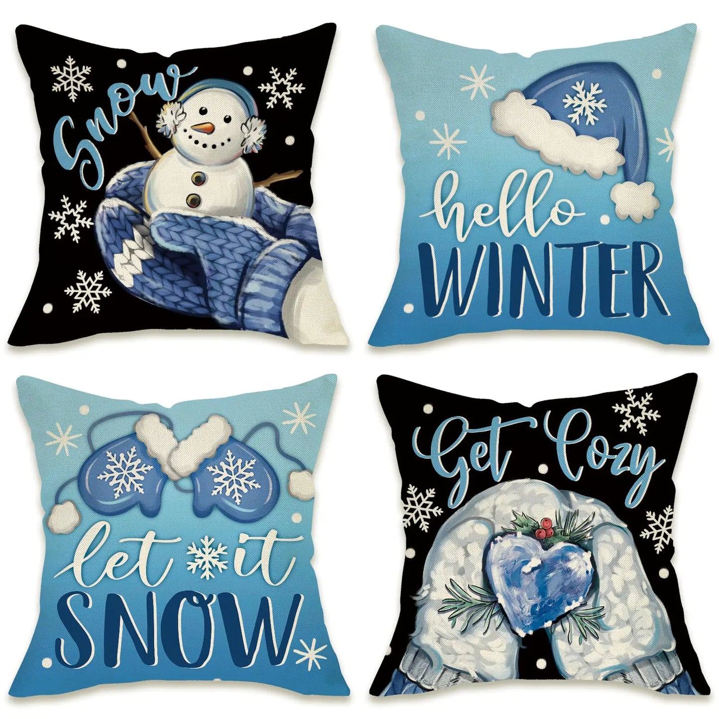 Decorative Pillow Cover Set 'Hello Winter'