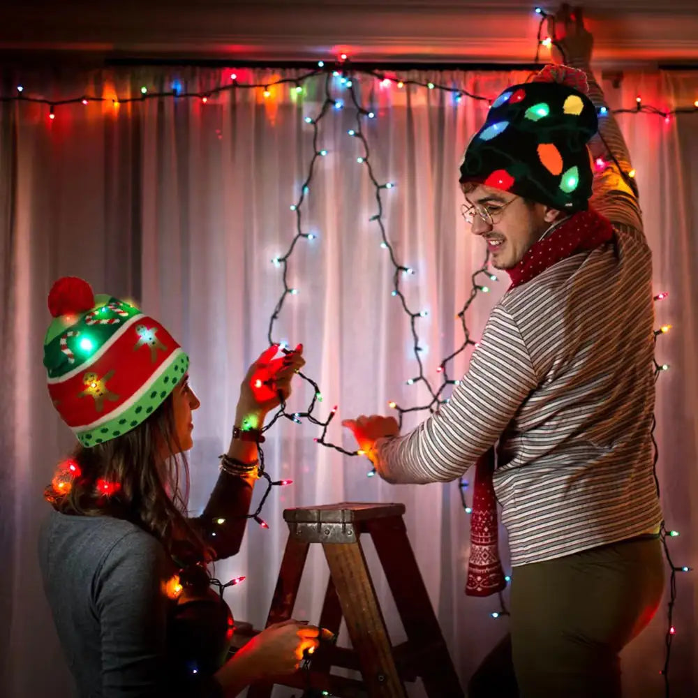 Festive LED Beanie Light-Up Christmas Hat 