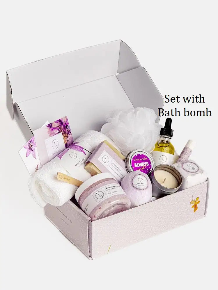 Lizush All Natural Lavender Gift Box with Bath Bomb and Shower Steamer - bath &amp; body products