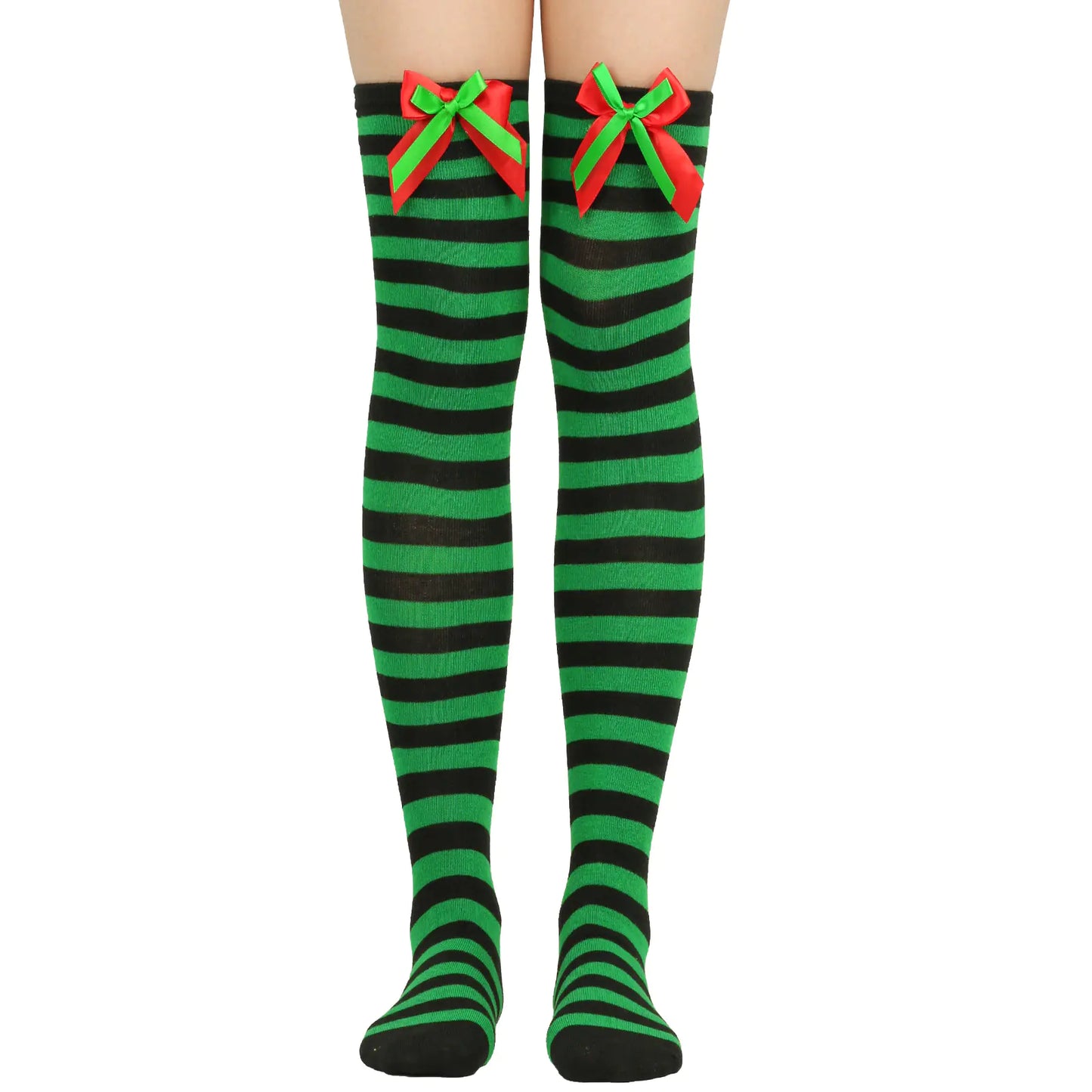 Bow Over Knee Christmas Socks for Women