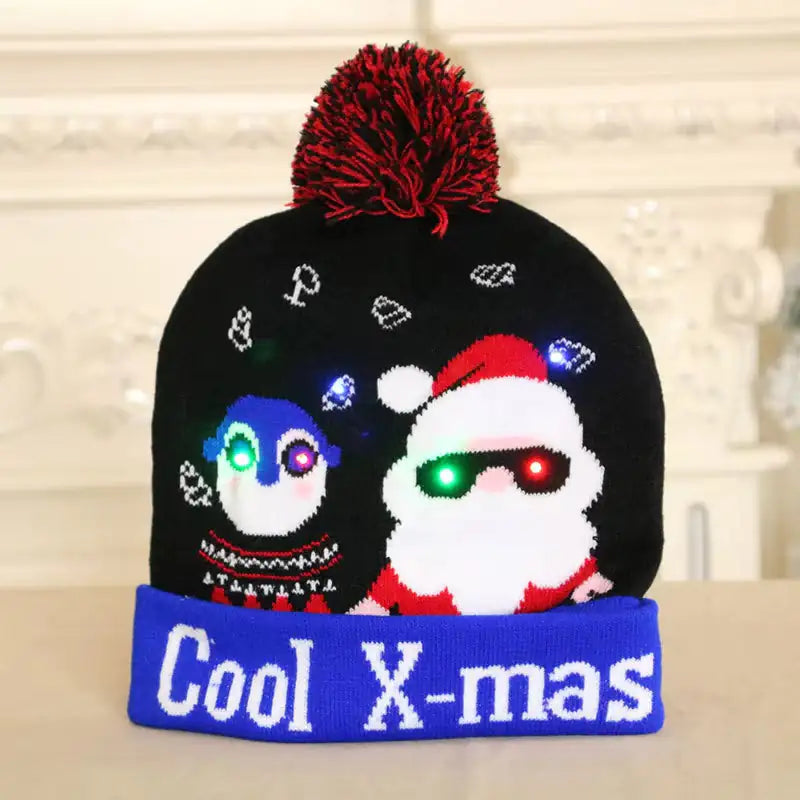 Festive LED Beanie Light-Up Christmas Hat 