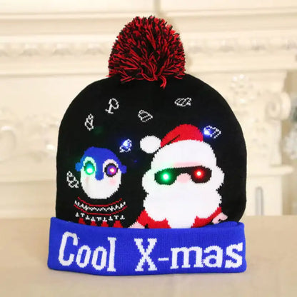Festive LED Beanie Light-Up Christmas Hat 