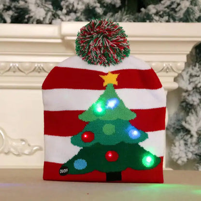Festive LED Beanie Light-Up Christmas Hat 
