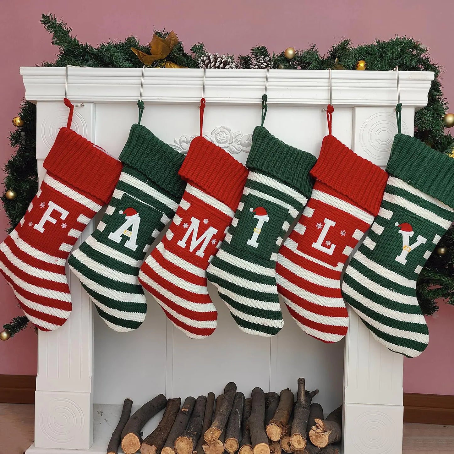 Festive Monogram Knit Stockings