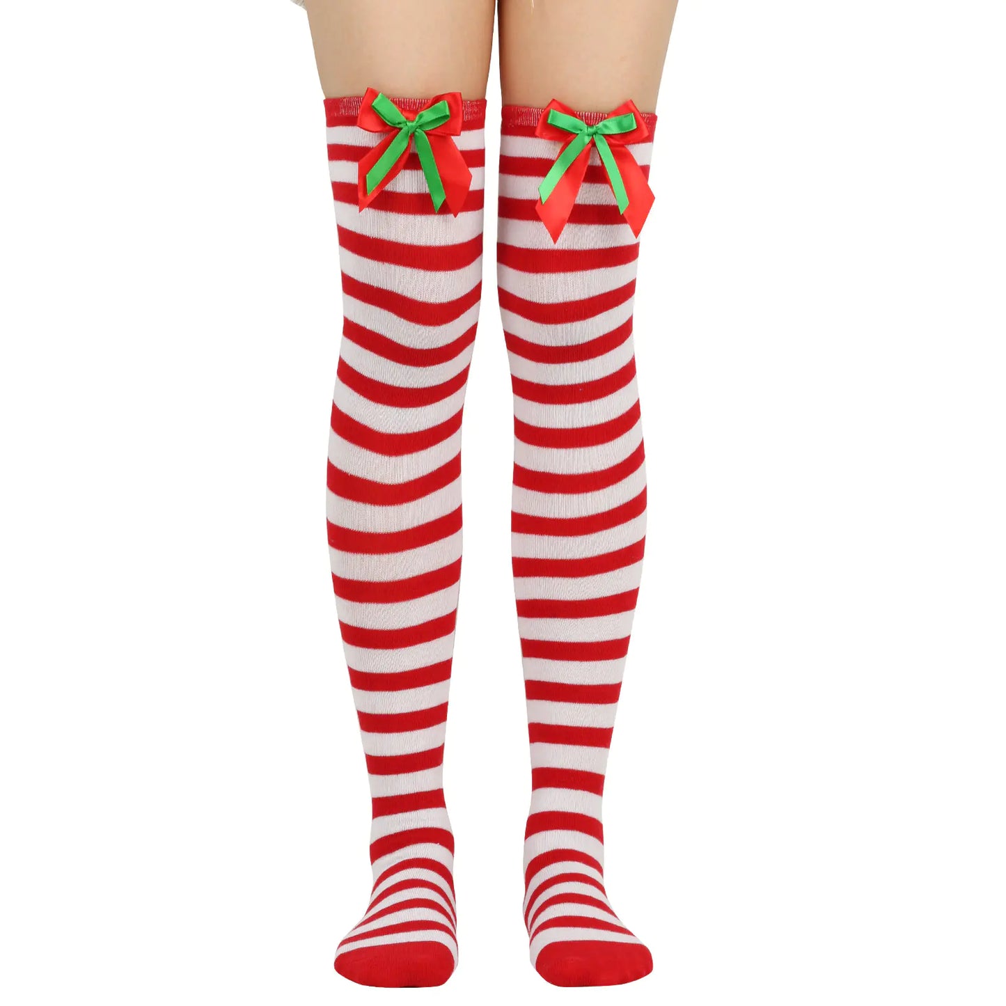 Bow Over Knee Christmas Socks for Women