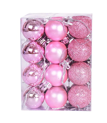 Yansanido 24pcs Small Christmas Ball 3cm /1.18 Ornaments Shatterproof Christmas Decorations Tree Balls Pastel Tree Ornaments Pendant (Pink)