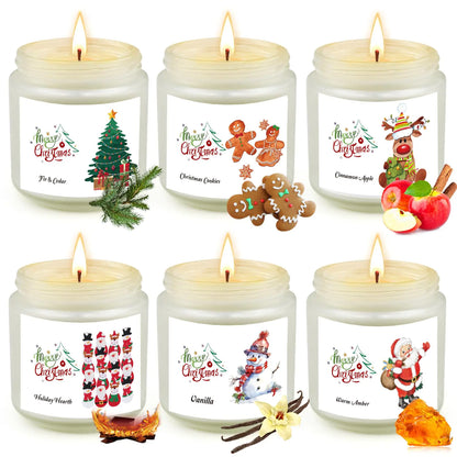6 Pack Christmas Candles Set