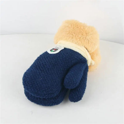 Children 's Thick Knitted Woolen Plush Mittens