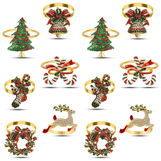 12 Pcs Christmas Napkin Ring Set table