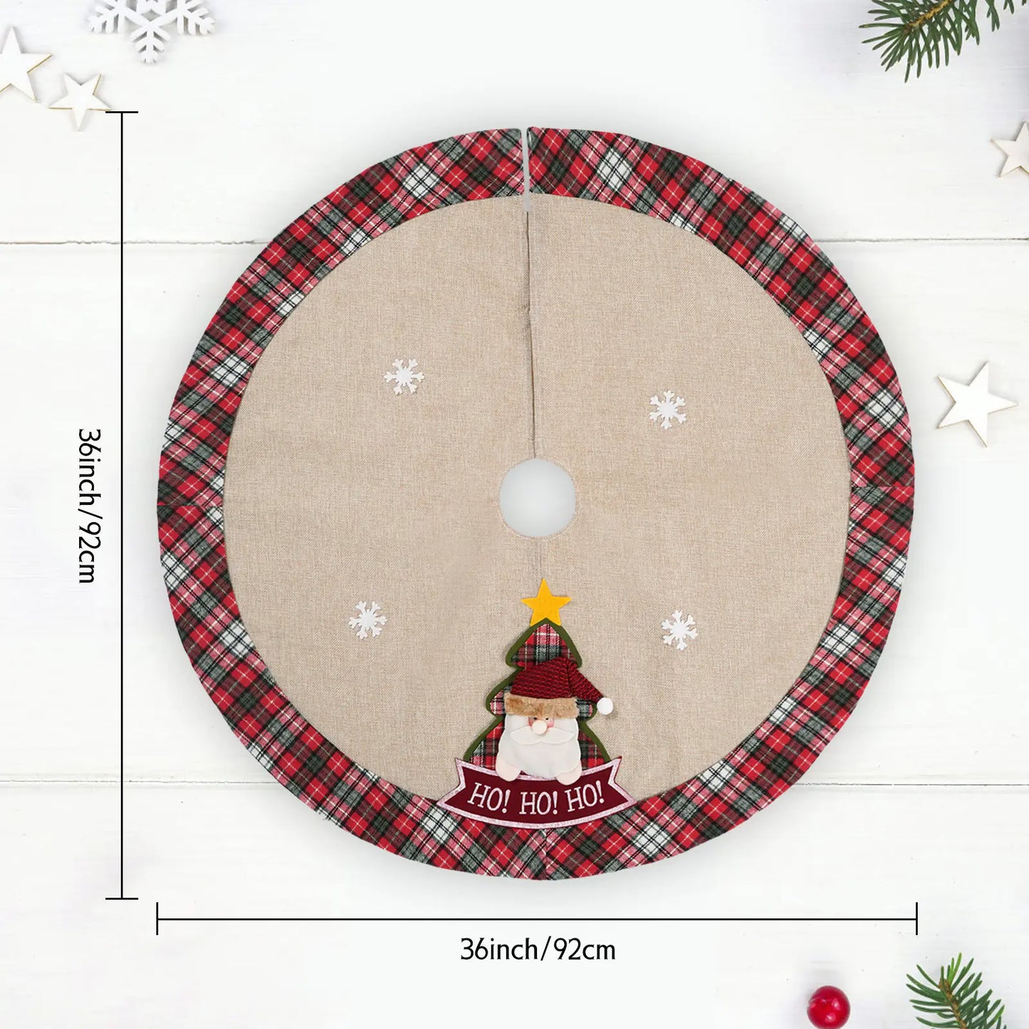 Festive Santa Linen Tree Skirt
